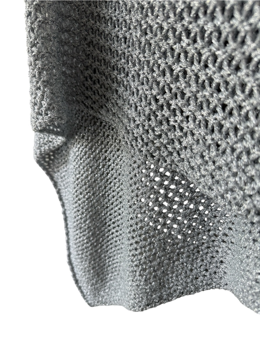 Chico’s Silver Metallic Open Knit Poncho OS - Picture 3 of 6